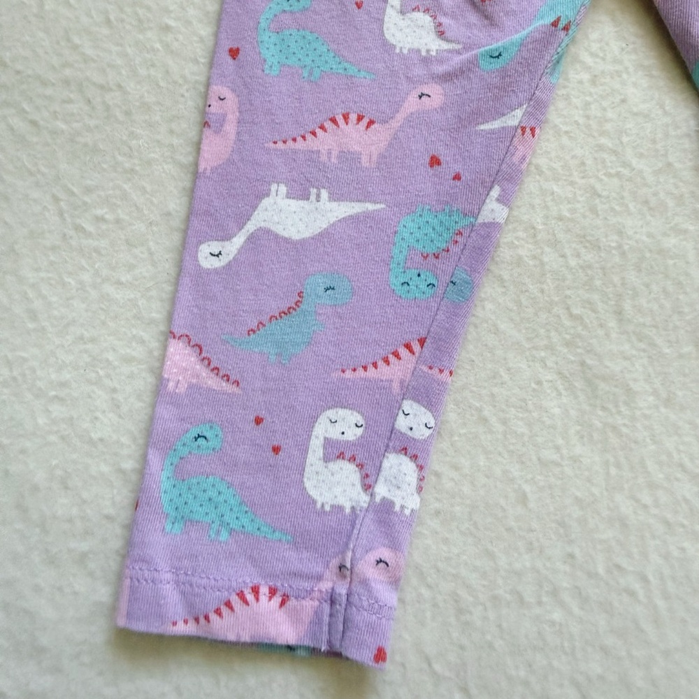 4/22 Mothercare Toddler Purple White Dinosaur Cotton Leggings Pants 12-18M 18M - Picture 13 of 16